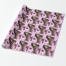 Butterfly Wrapping Paper With Pink Flower