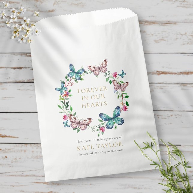 Butterfly Wreath Funeral Memorial Seed Packet Favour Bags (Creator Uploaded)
