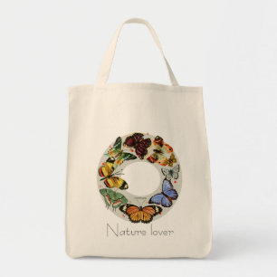 Butterfly wreath: multi-coloured fine art ink Bag