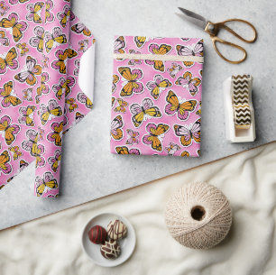 Butterfly Y2K vibe orange Wrapping Paper