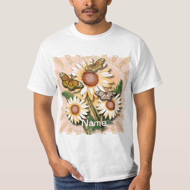 Butterfly Yellow Daisies  T-Shirt (Front)