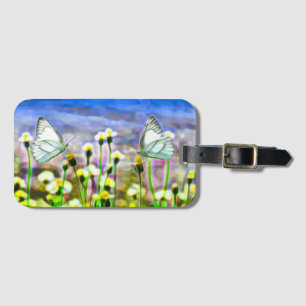 Butterfly Yellow Flowers Blue Sky Springtime Luggage Tag