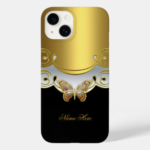 Butterfly Yellow Gold Black Case-Mate iPhone 14 Case