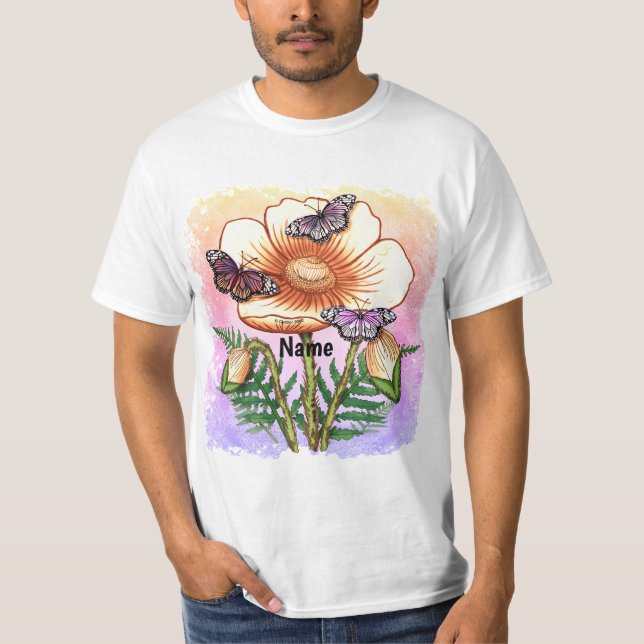 Butterfly yellow Poppy  T-Shirt (Front)