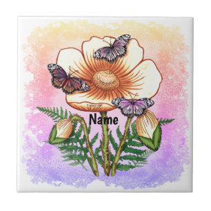 Butterfly yellow Poppy  Tile
