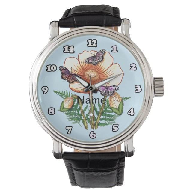 Butterfly yellow Poppy  Watch (Front)