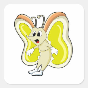 Butterfly yellow square sticker