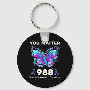 Butterfly You 988 Suicide Prevention Awareness Rib Key Ring