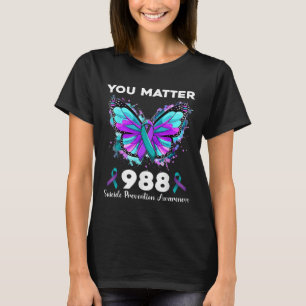 Butterfly You 988 Suicide Prevention Awareness Rib T-Shirt
