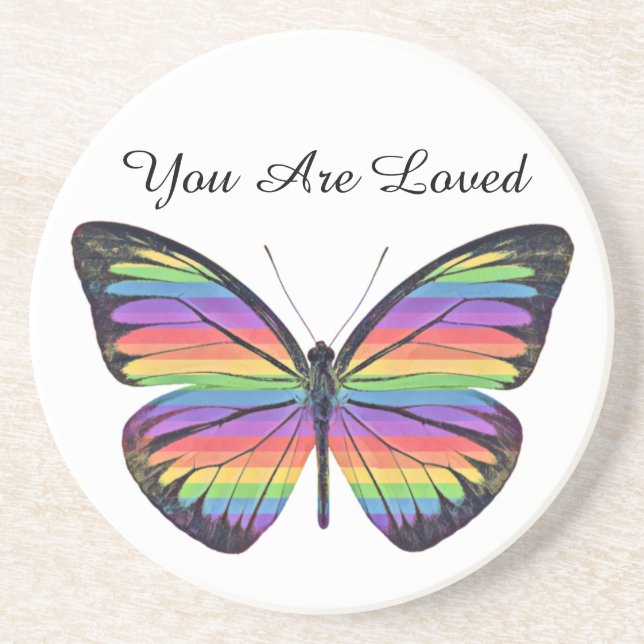 Butterfly You Are Loved Sandstone Coaster (Front)