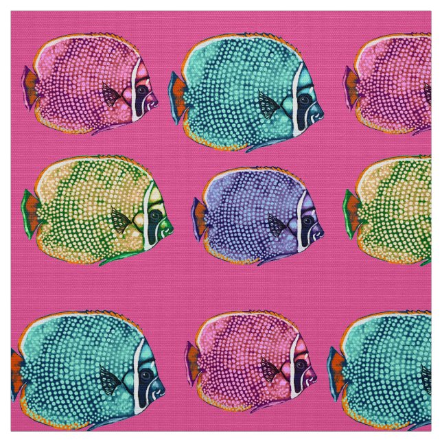 Butterflyfish, Coral Reef Fish Underwater Nautical Fabric (Swatch)