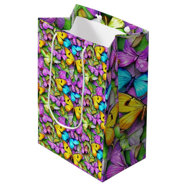 Butterfly's Colourful Medium Gift Bag (Front Angled)