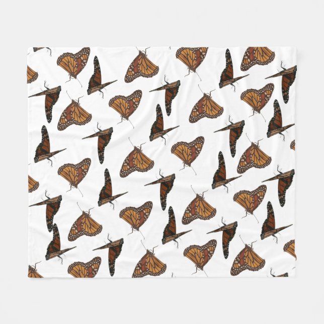butterflys orange  fleece blanket (Front (Horizontal))