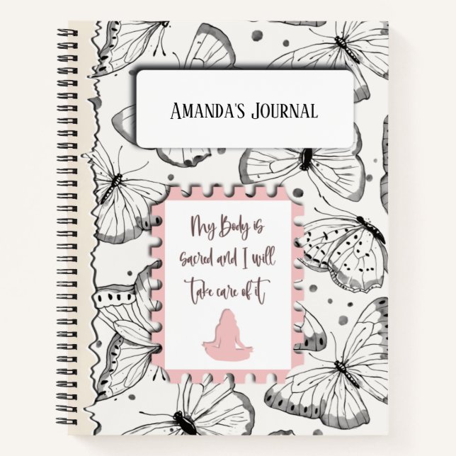Butterfly's Pattern Inspirational Yoga Quote Notebook (Front)