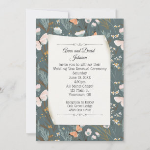 Butterlies and Wildflowers Design for Vow Renewal Invitation