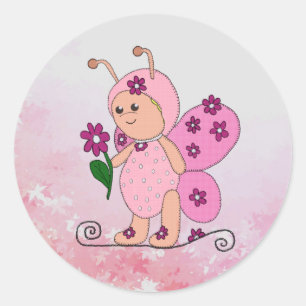 butterling Rosa Classic Round Sticker
