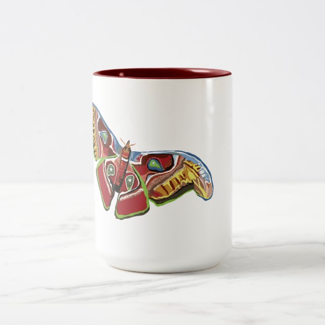 Butterly Art Drawing Two-Tone Coffee Mug (Center)