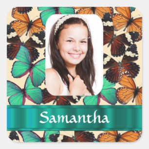 Butterly collage photo template square sticker