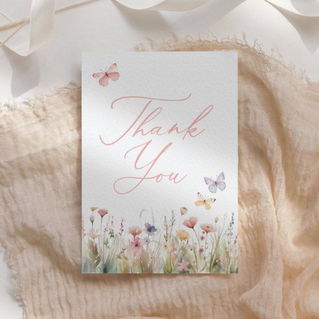 Butterly Wildflower Baby Shower Thank You Card (Creator Uploaded)