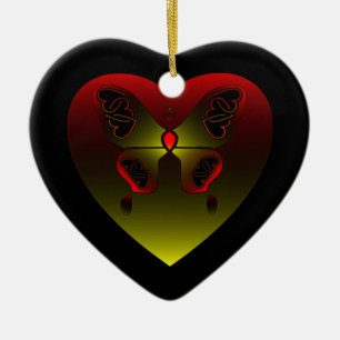 Butterly with a Celt Love Heart Knot on Wing Ceramic Tree Decoration