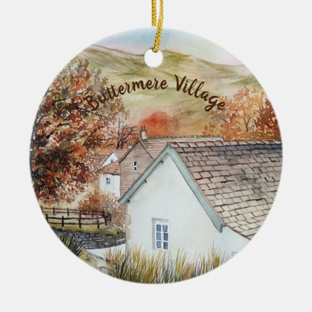 Buttermere Village, Lake District, England Ceramic Tree Decoration (Front)