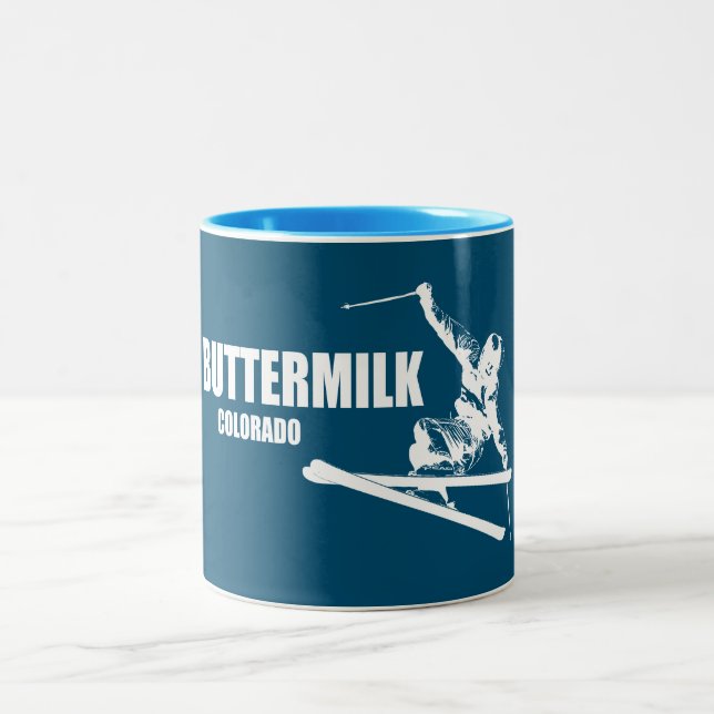 Buttermilk Colorado Skier Two-Tone Coffee Mug (Center)