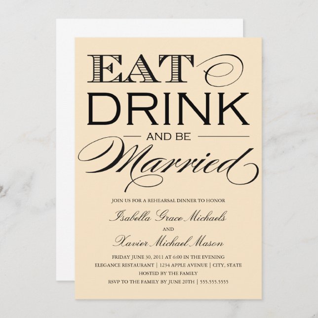 Buttermilk Eat, Drink | Rehearsal Dinner Invitation (Front/Back)