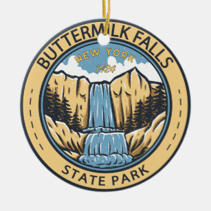Buttermilk Falls State Park New York Badge Ceramic Tree Decoration