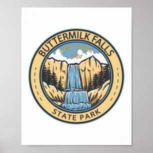 Buttermilk Falls State Park New York Badge Poster