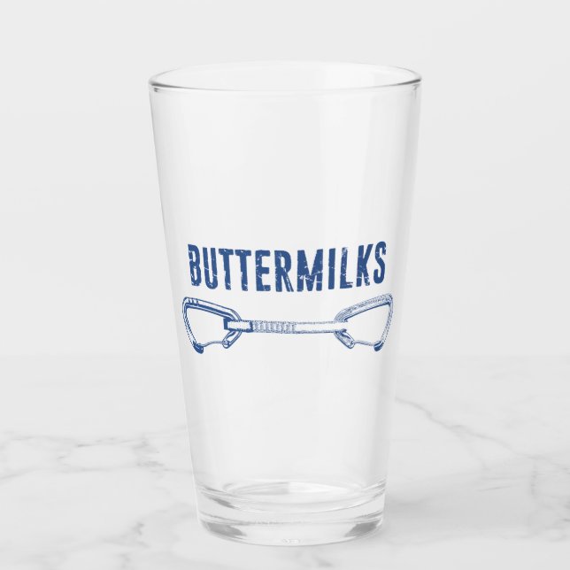 Buttermilks Rock Climbing Quickdraw Glass (Front)