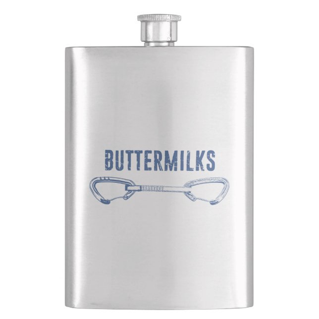 Buttermilks Rock Climbing Quickdraw Hip Flask (Front)