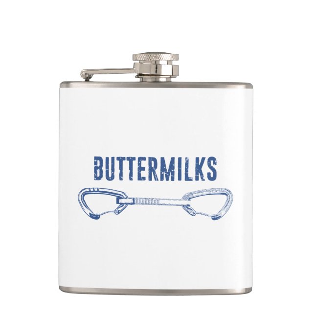 Buttermilks Rock Climbing Quickdraw Hip Flask (Front)