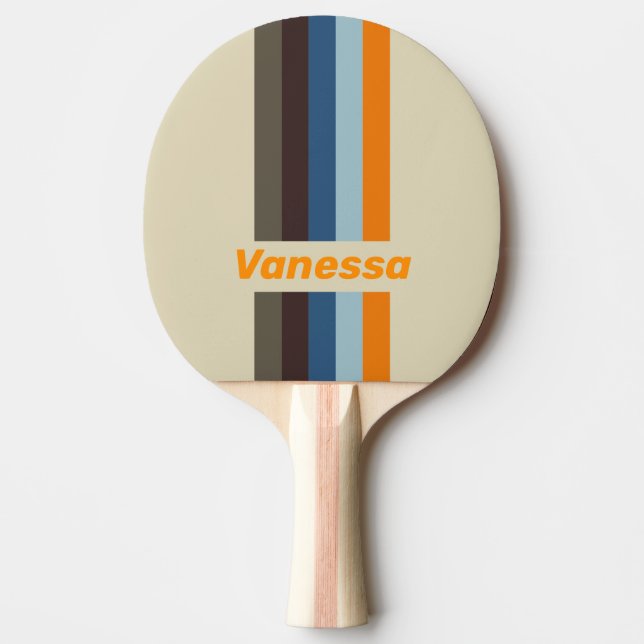 Butternut Fade Pin Striped with Name Ping Pong Paddle (Front)
