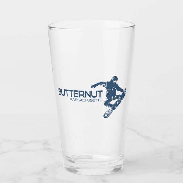 Butternut Massachusetts Ski Resort Snowboarder Glass (Front)
