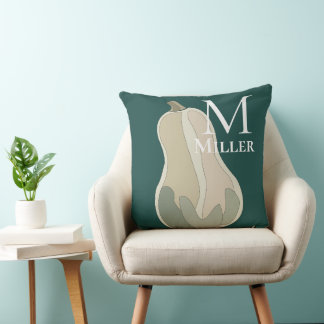 Butternut Squash Thanksgiving Party Monogram Cushion