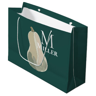 Butternut Squash Thanksgiving Party Monogram Large Gift Bag