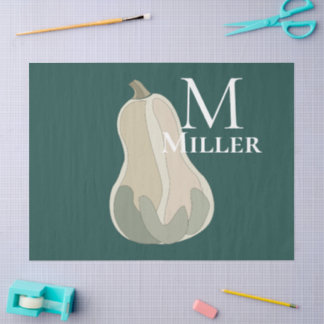 Butternut Squash Thanksgiving Party Monogram Tissue Paper