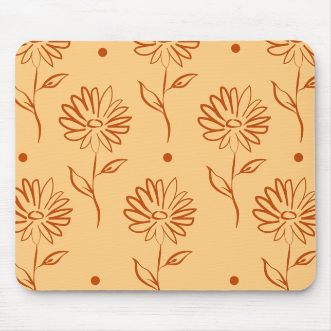 Butterscotch Coloured Sunflower Pattern Mouse Mat (Front)