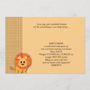 Butterscotch Lion Baby Announcement