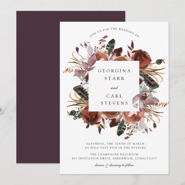 Butterum & Plum Wedding Frame Invitation (Front/Back)
