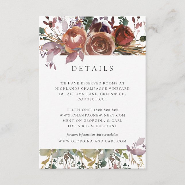 Butterum & Plum Wedding Guest Information Card (Front)
