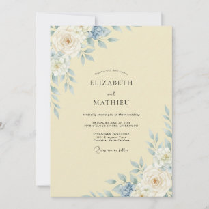 Buttery Azure Peony Wedding Invitation
