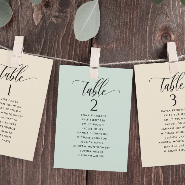 Buttery Beige, Seating Plan Cards with Guest Names (Creator Uploaded)