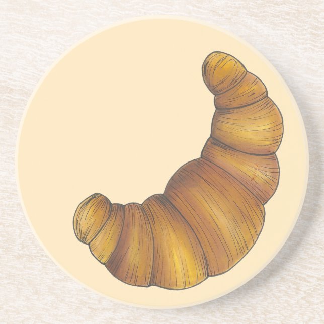 Buttery Flaky Golden Croissant French Pastry Food Coaster (Front)