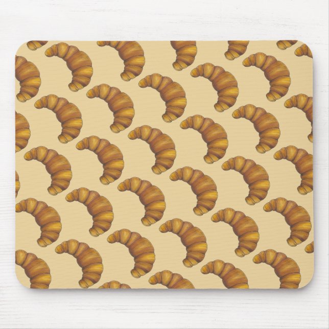 Buttery Flaky Golden Croissant French Pastry Food Mouse Mat (Front)