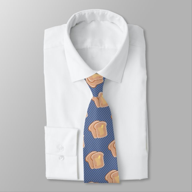 Buttery Toast Graphic - Fun Breakfast Theme Custom Tie (Tied)