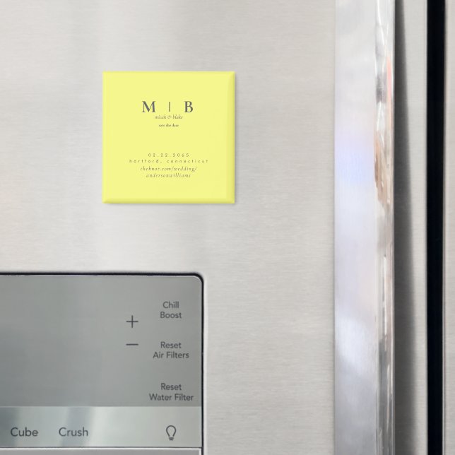 Buttery Yellow Monogram Wedding Save the Date  Magnet (In Situ (Fridge))