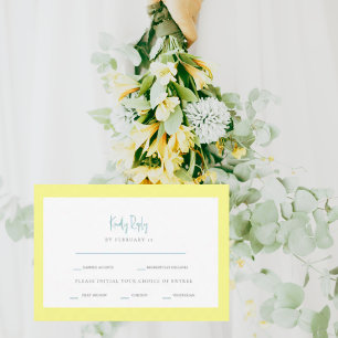 Buttery Yellow & Turquoise Dinner Options RSVP