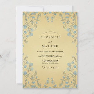 Buttery Yellow Vine Wedding Invitation