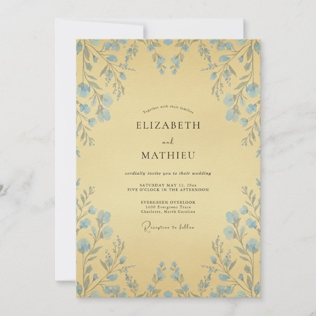 Buttery Yellow Vine Wedding Invitation (Front)